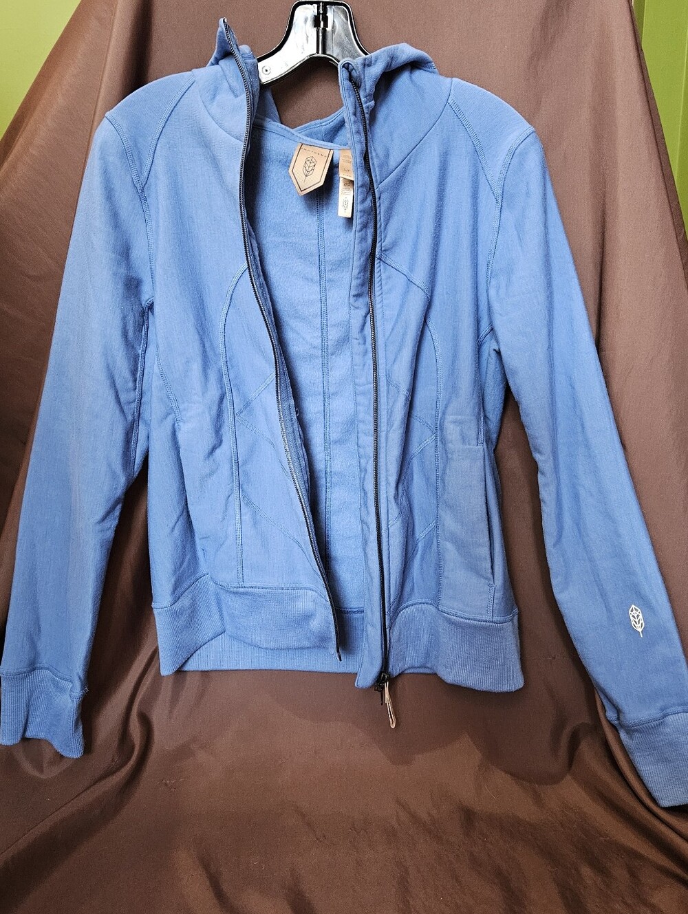 Light Blue Women's Hooded Zip Bomber Jacket